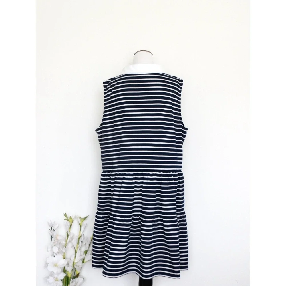 NEW! Nautica Jeans Striped Sleeveless Tiered Tank Dress Navy White SZ XXL - Picture 8 of 11
